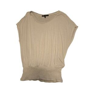 White House Black Market Grey Short Sleeve Ribbed Blouse